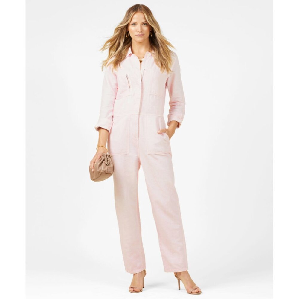 NWT Outerknown Womens Size XS Sunset Blush Pink Station Utility Jumpsuit NEW